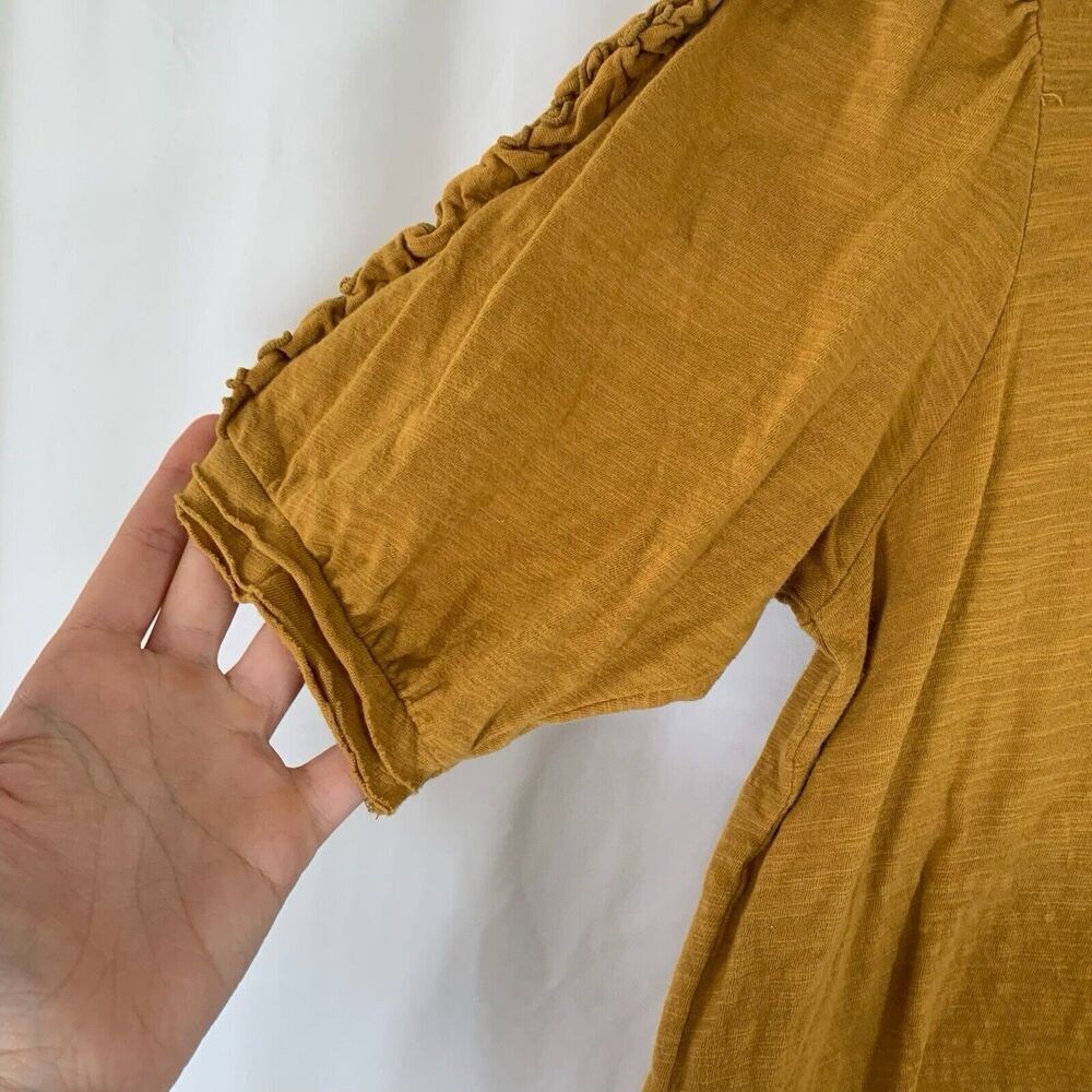 Maeve Anthropologie Blouse Women's XS Yellow Short Sleeve Round Neck - Picture 5 of 7